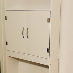 Over The Toilet Storage Taller Bathroom Organizer Adjustable Shelves And Double Doors