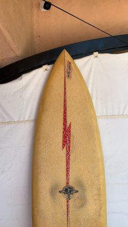 Vintage 1970s lightning bolt Surfboard single fin pintail