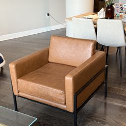 AS NEW Faux Camel Leather Chair