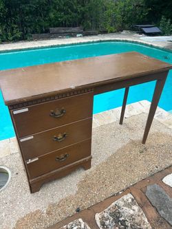 Vintage Wooden Desk with Drawers