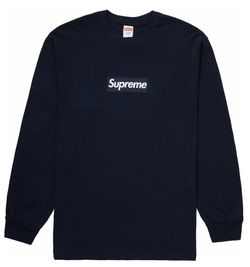 Supreme navy box logo size medium long sleeve brand new