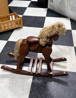 🐎 Vintage Mr. Planters Wooden Rocking Horse – Original Label 🐎