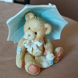 Enesco Cherished Teddies Alan "April" Bear With Umbrella And Duck

