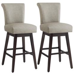 😀 Set of 2 CHITA Modern 30" Counter Height Swivel Barstool Comfortable Faux Leather Swivel Stool, Stone Grey