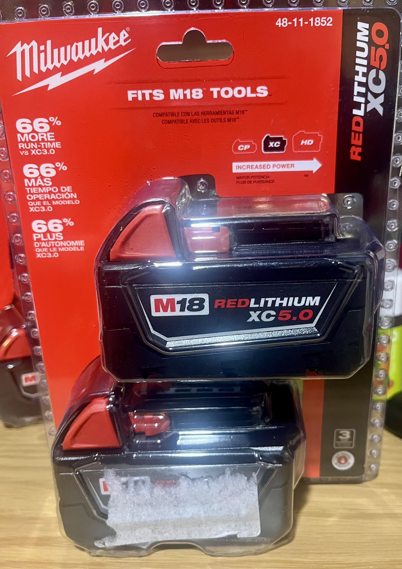 Milwaukee 48-11-1850 M18 XC 5.0 AH 18 Volt Capacity Battery 2 PACK 48-11-1852