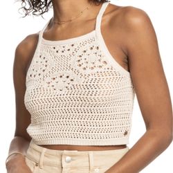 Roxy Malibu Crush knitted halter top in a cotton-acrylic blend fabric