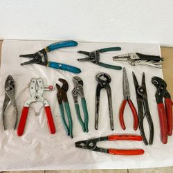 Set De 12 Piezas Herramienta Usada Pelacables/Alicantes/Pinzas Etc