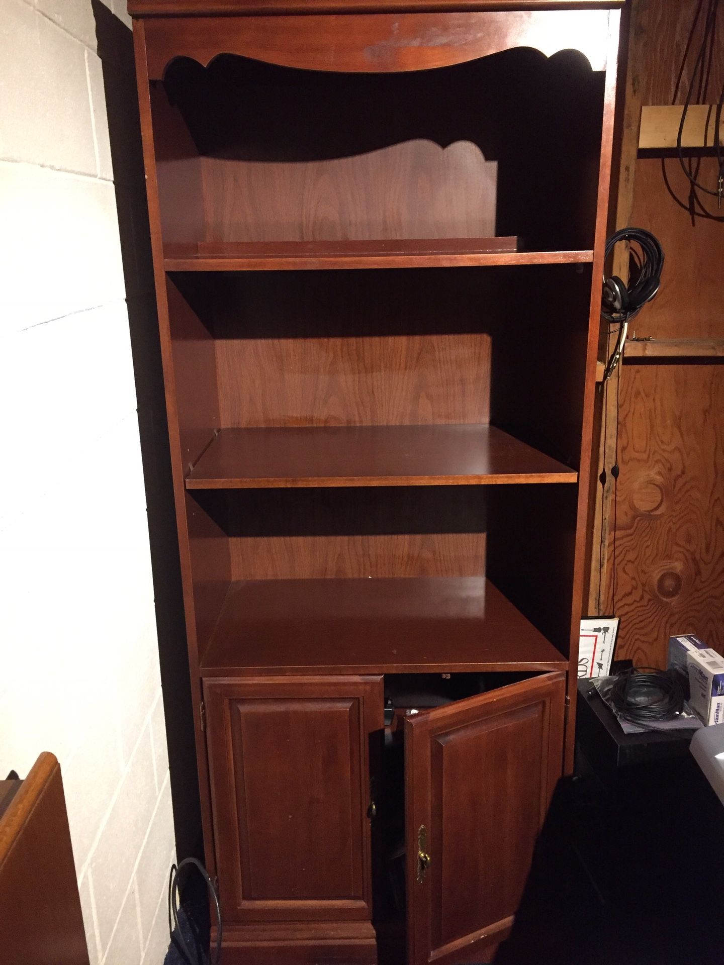 Three (3) solid wood bookcases