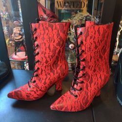 Strange Cvlt Red Lace High Heels