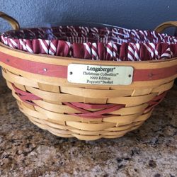 Longaberger Vintage 1999 Red Weave Christmas Popcorn Basket Combo