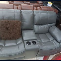 *4th Of July Now!!!*---Sleek Madrid Gray Leather Reclining Sofa/Loveseat Sets---Now $1199!!!---Delivery And Financing😉
