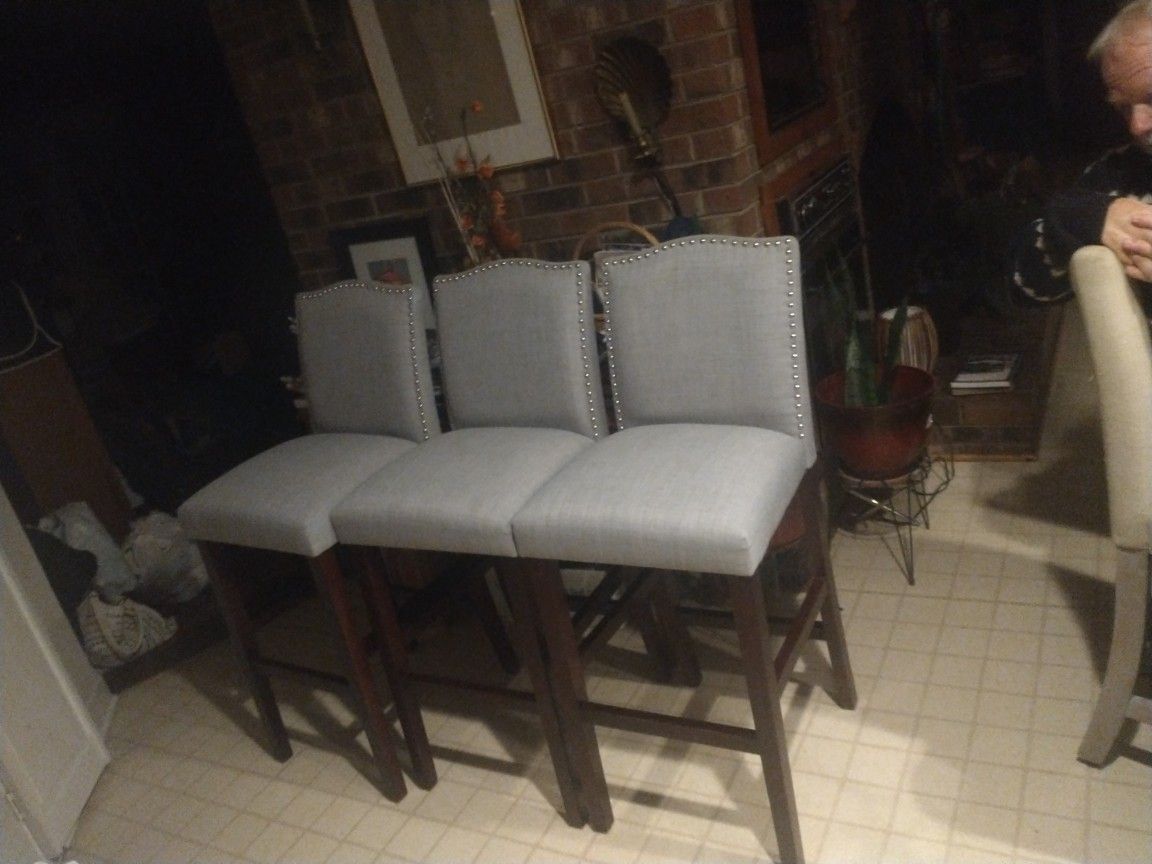 3 Counter Height Soft Canvas Chairs Seat High 30"