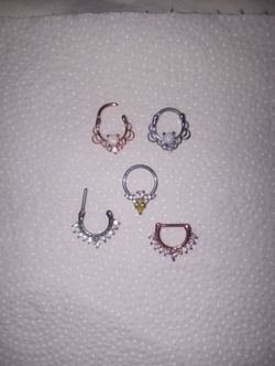 Unused 16G Septum Ring Clickers Piercings (5 pc)