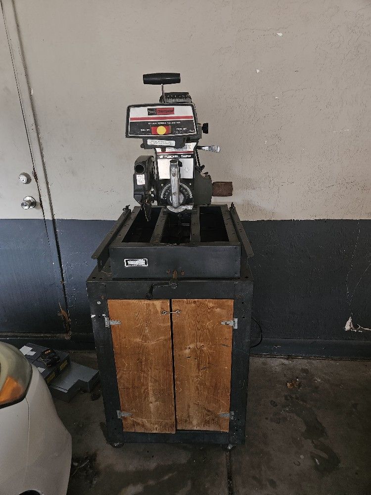 10" Radial Saw With Cabinet, Saw Blades New In Package And Manual