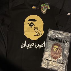 New Bape X OVO black shirt with tags and bag