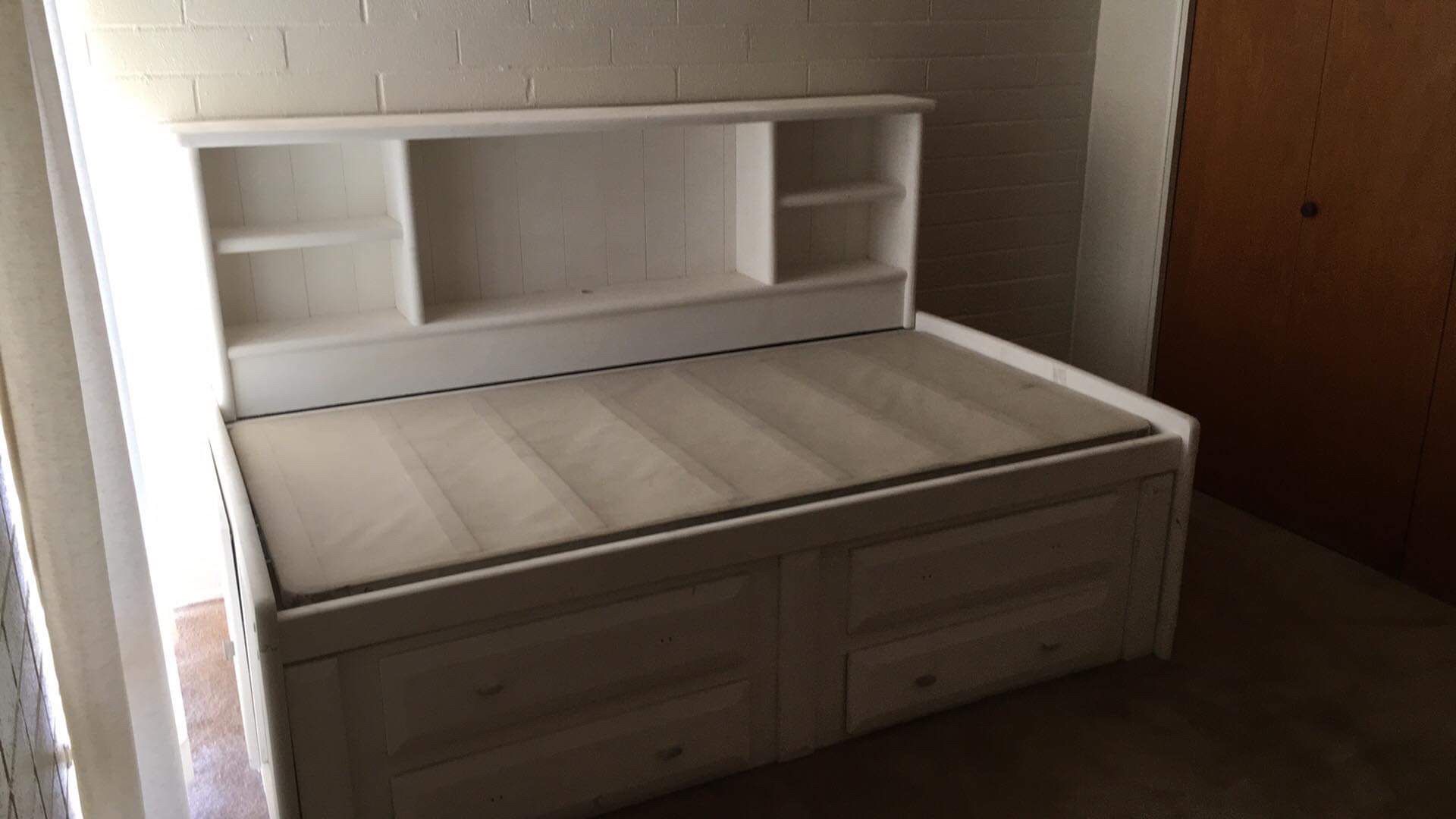 Twin Bed w/ Shelves & Storage