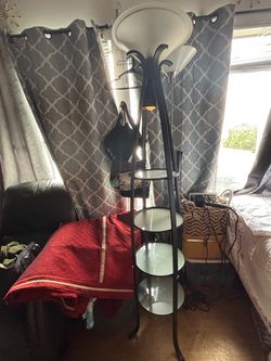 Floor Lamp with Glass Shelves