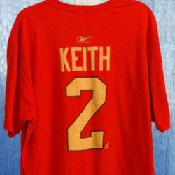 Chicago Blackhawks Size 2XL 100% COTTON Reebok #2 DUNCAN KEITH "JERSEY" T-Shirt EXCELLENT CONDITION!😇 Please Read Description.