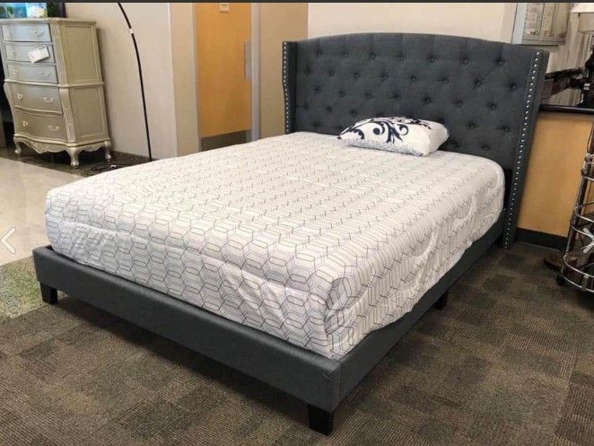 New Grey Queen Size Bed Frame ( mattress not included)