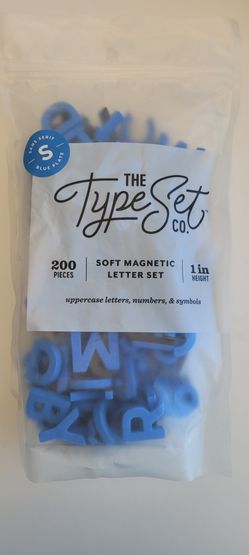 The Typeset Co: 1-Inch Blue Plate Magnetic Letters - $20