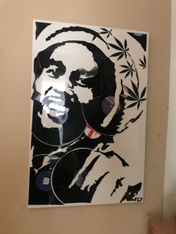 Bob Marley art made of vinyl records from London