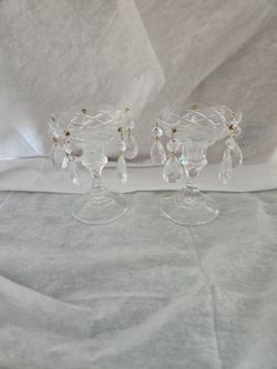 Antique Crystal Candle Holder 