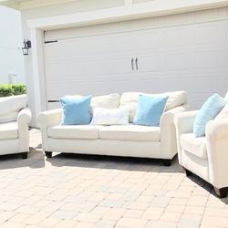 3 Piece off White Sofa Set 