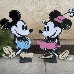 Standing Minnie & Mickey Characters Wood Minnie Mouse And Mickey Mouse Backdrops Party Decorations Disneyy Party 