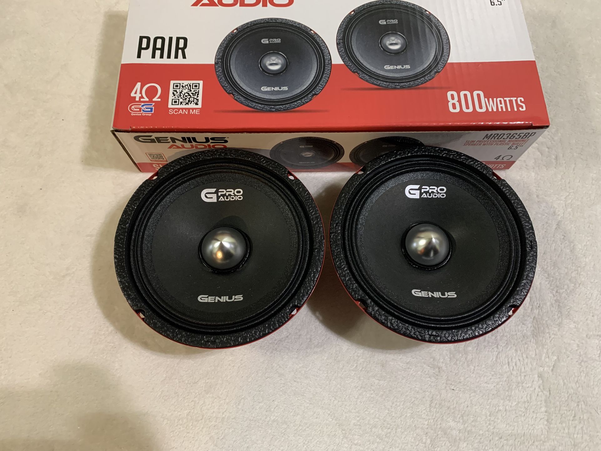 Brand New Pair Genius Audio 6.5” Bullet Slim Midrange Speakers Sold In Pairs $80 Per Pair