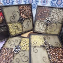 Set of 4 Rustic Metal Wall Decor/ Wall Art