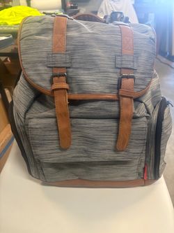 Gray & Brown Diaper Bag Backpack