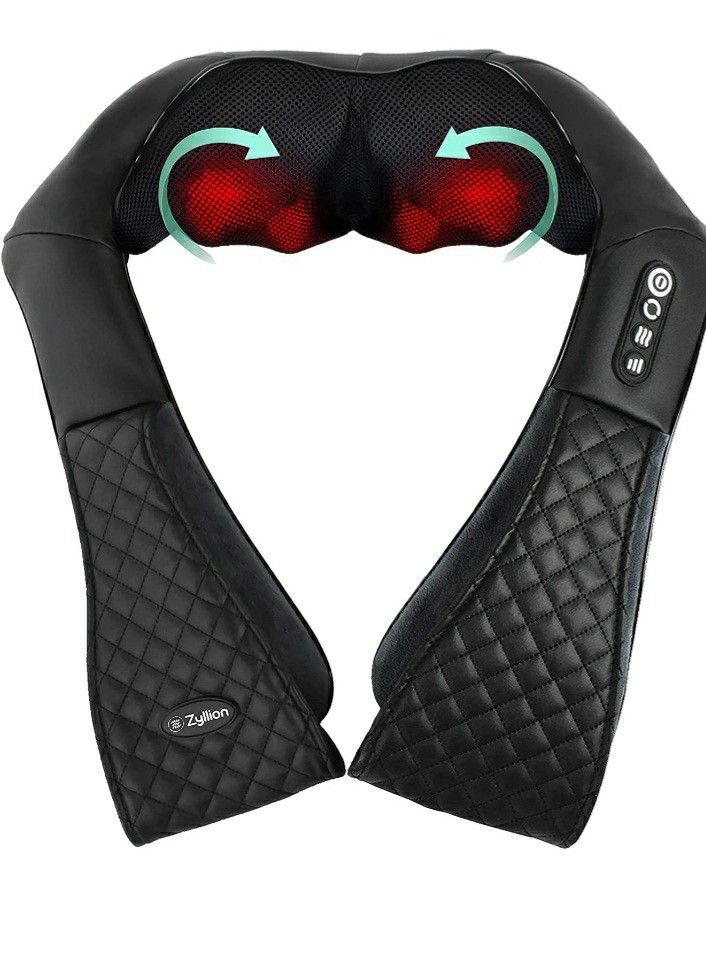 Back and Neck Massager with 3D Kneading Rotating Massage Nodes, Soothing Heat & 3 Speed Levels