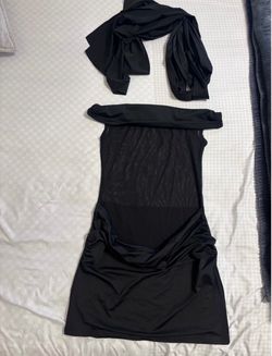 Black Mesh Mini Dress with Scarf size M