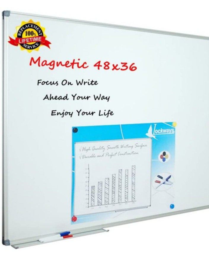 White Board Dry Erase Board 48 x 36 - Magnetic Whiteboard 4 X 3, Silver Aluminium Frame

New In Box