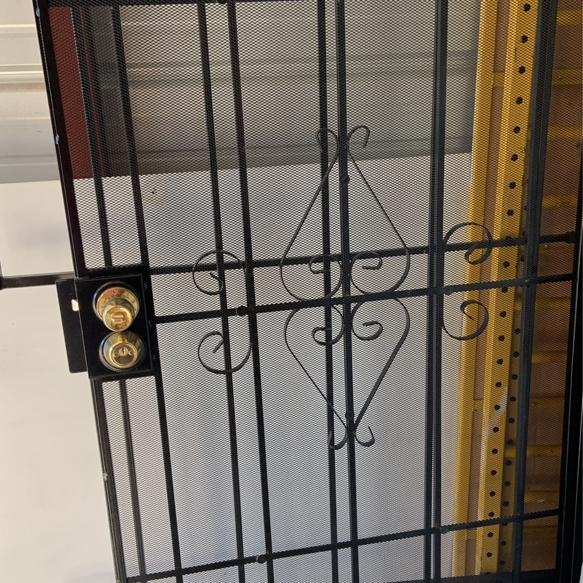 Security Screen Door For House Or Business And A Window Bar Metal Bars .like New Text If Interested .Thanks
