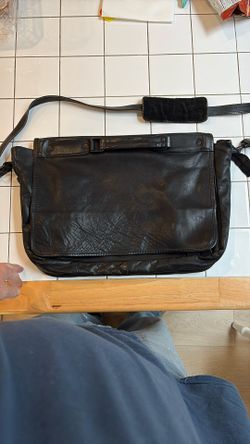 Black Soft Leather Messenger Shoulder Bag Briefcase 