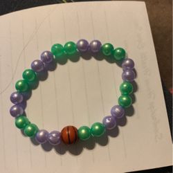 Mardi Gras Basketball Bracelet 