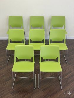 Set of 8 Haworth Apple Green Accent Chairs