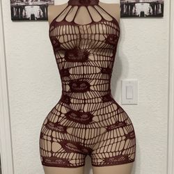 Exotic Dancer Halloween Fishnet Pumpkin Stripper Dancewear Romper Outfit
