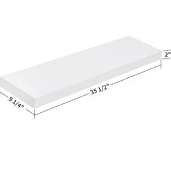 WELLAND 36 inch White Mission Floating Shelves for Wall, Bathroom Wall Mount Shelves, Wood Modern Display Shelves, Book Shelves,for Bedroom,Living Roo