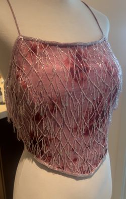 Elegantly Beaded Pink Blouse