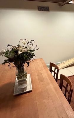 100”+ dining table wooden + 4 chairs