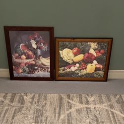 Wood-Framed, Glass-Covered, Large Professional Color Photos of Fruits & Vegetables - firm prices EACH