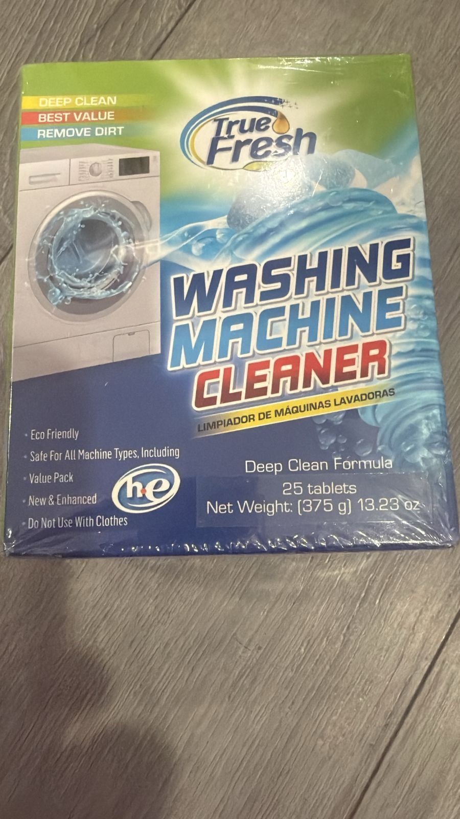 True Fresh Washing Machine Cleaner, Eco-friendly, deep clean formula with 25 tablets. Safe for all machine types.
