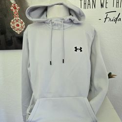 Under Armour Light Grey Pullover Hoodie Size Large Loose Fit