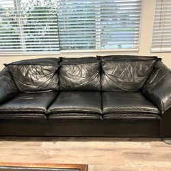 Italian black leather set
