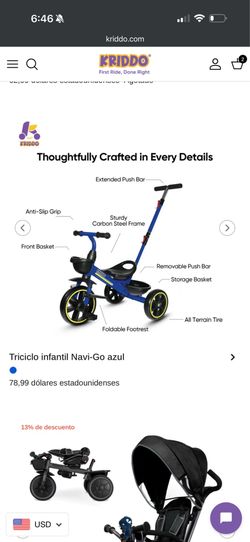 Kriddo tricycle  brand new (no pedals) model TC011 color blue