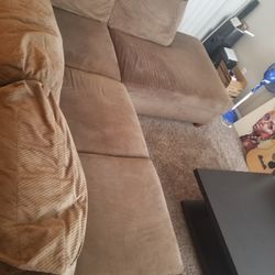 Big Brown Sectional  Chair and Large Coffee Table.