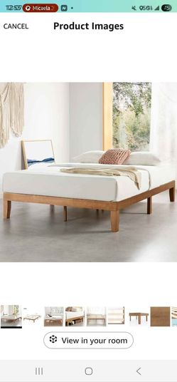 Mellow Naturalista Classic - 12 Inch Solid Wood Platform Bed with Wooden Slats, No Box Spring Needed, Easy Assembly, Queen