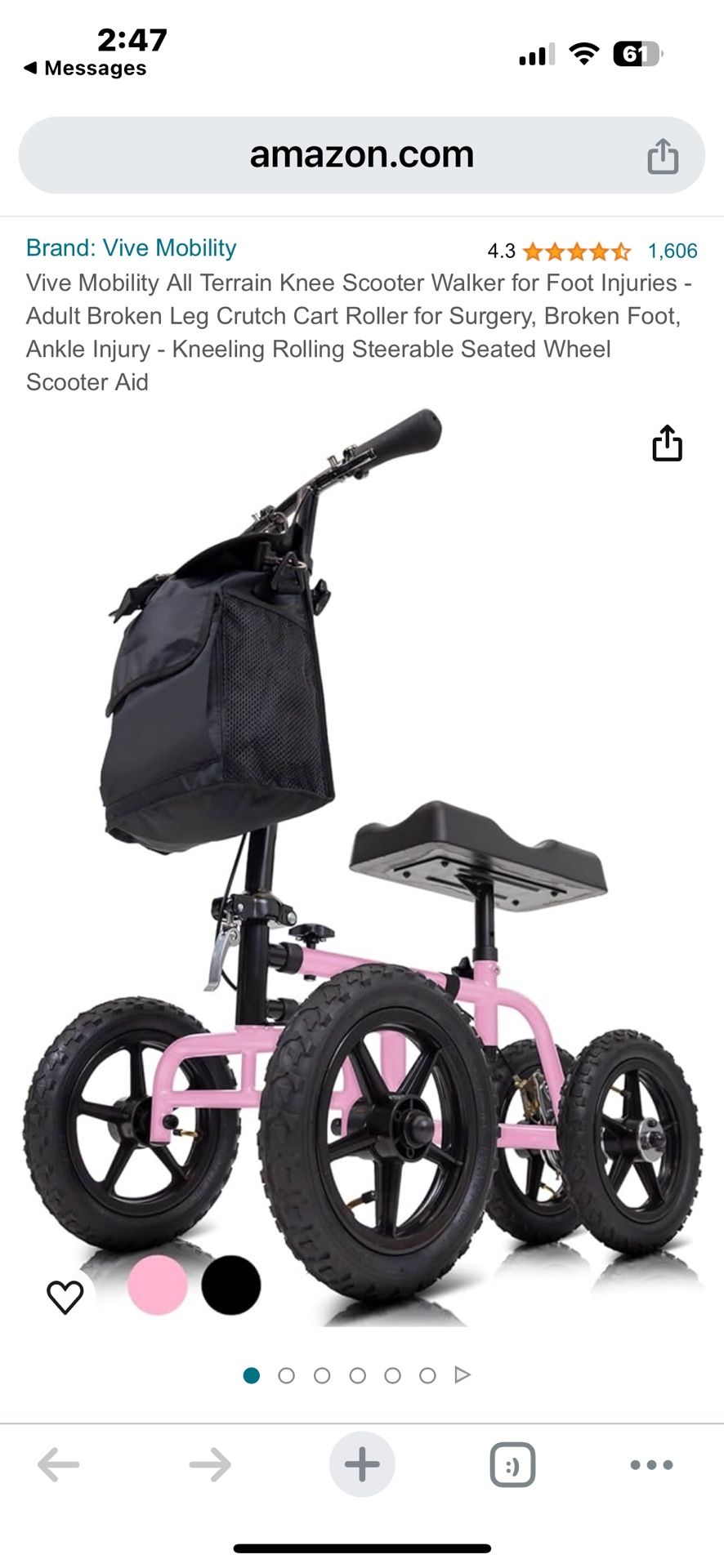 Vive Mobility All Terrain Knee Scooter Walker for Foot Injuries